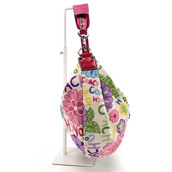 COACH Poppy Daisy Floral Graffiti Multi Color Hobo Shoulder Bag - B1082-F14883 - Picture 14 of 16